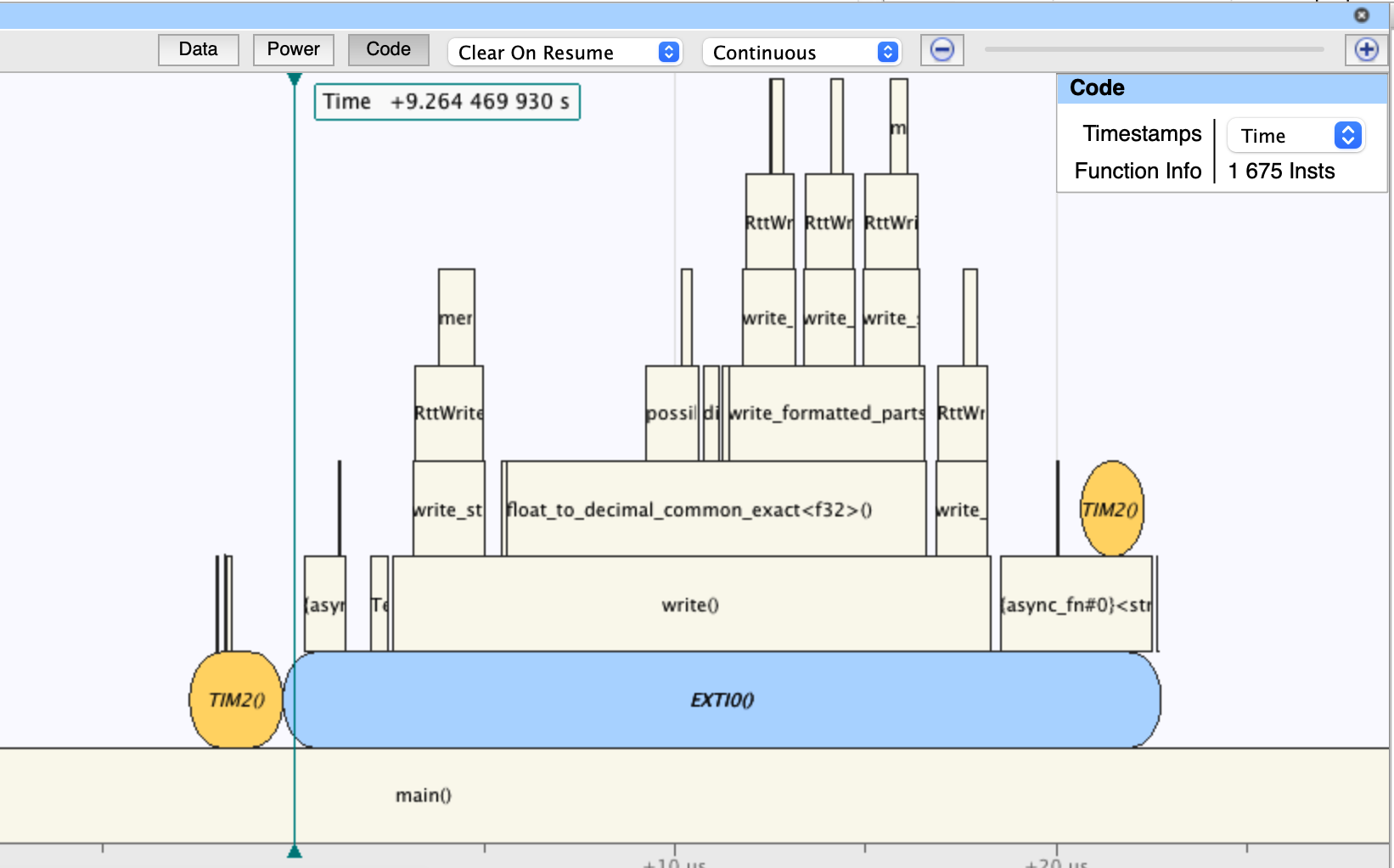 a Flamegraph from the Ozone debugger's Timeline view